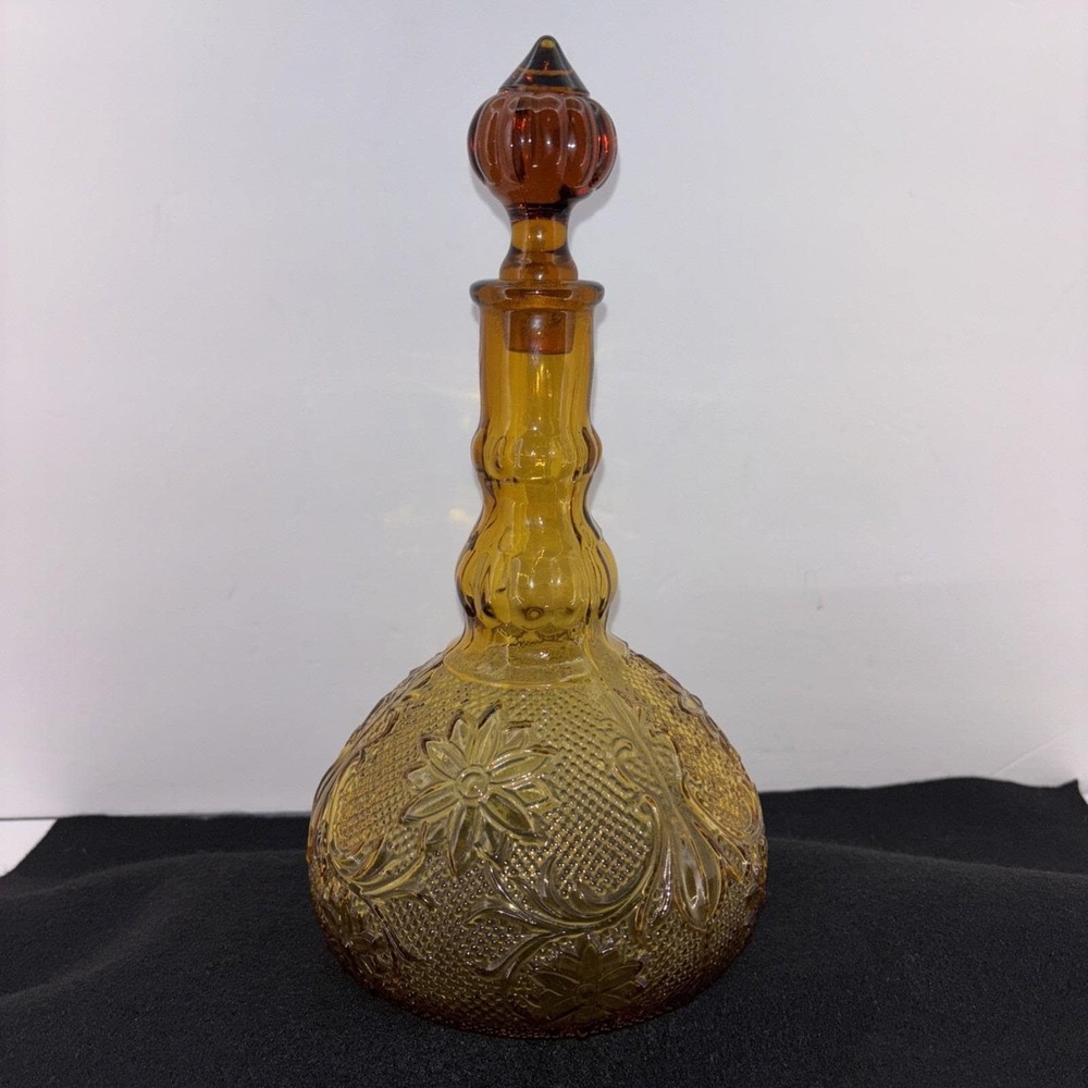 Vintage Indiana SANDWICH Glass Amber Tiara Decanter Replacement Christmas